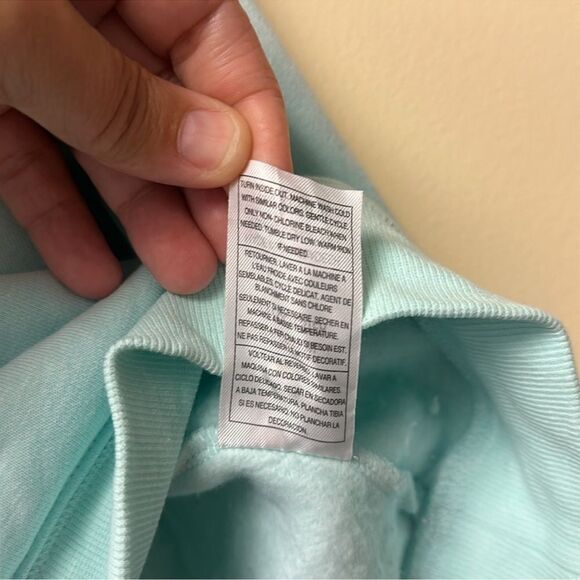 PELOTON L Mint Blue Green Classic Fleece Interior Crewneck Pullover Sweatshirt - Picture 11 of 15